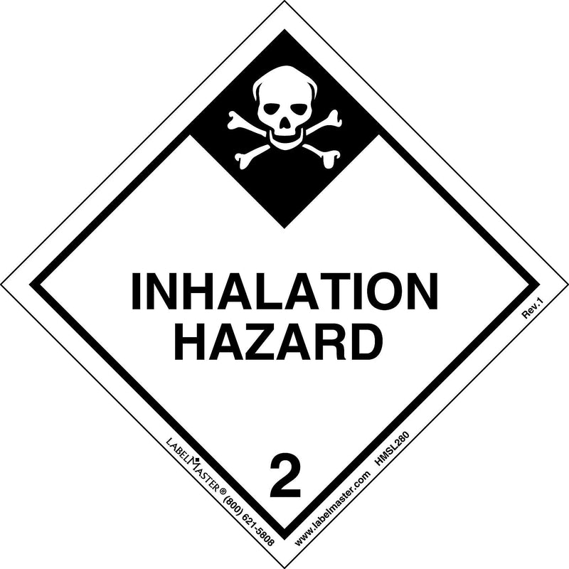 Labelmaster® Inhalation Hazard Label, Worded, PVC-Free Film, 100mm x 100mm, 500/Roll (HMSL280)