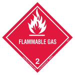 Labelmaster® Flammable Gas Label, Worded, PVC-Free Film, 100mm x 100mm, 500/Roll (HMSL70)