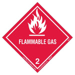 Labelmaster® Flammable Gas Label, Worded, PVC-Free Film, 100mm x 100mm, 25/Pack (HMSL70S)