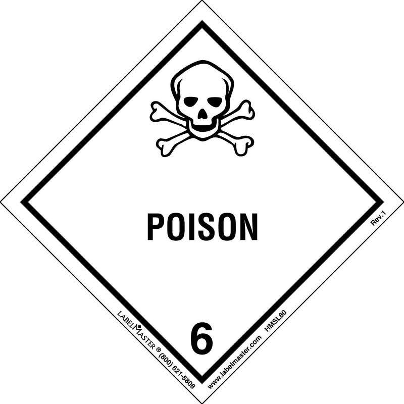 Labelmaster® Poison Label, Worded, PVC-Free Film, 100mm x 100mm, 25/Pack (HMSL80S)