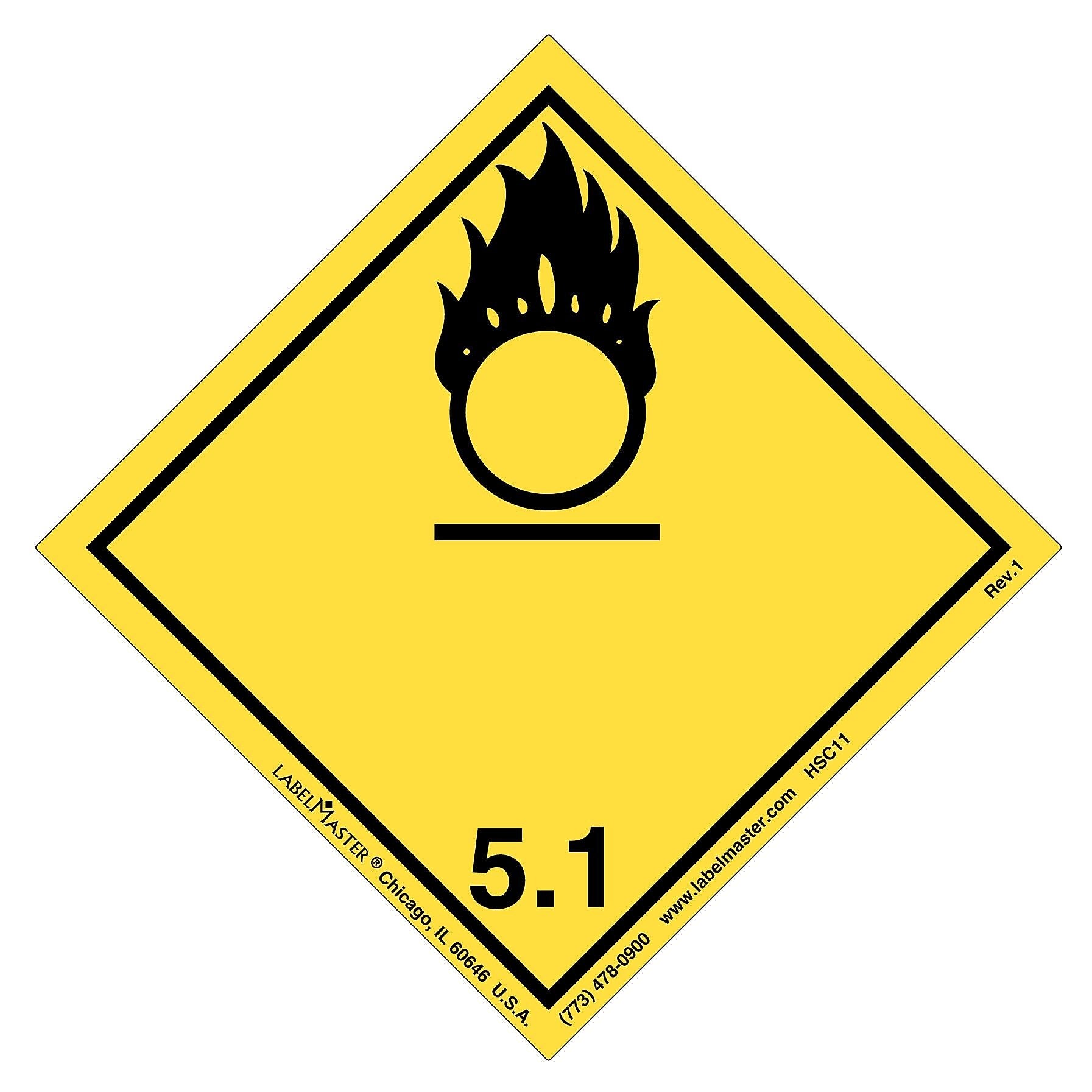 Labelmaster® Oxidizer Label, International, PVC-Free Film, 100mm x 100mm, 500/Roll (HSC11)