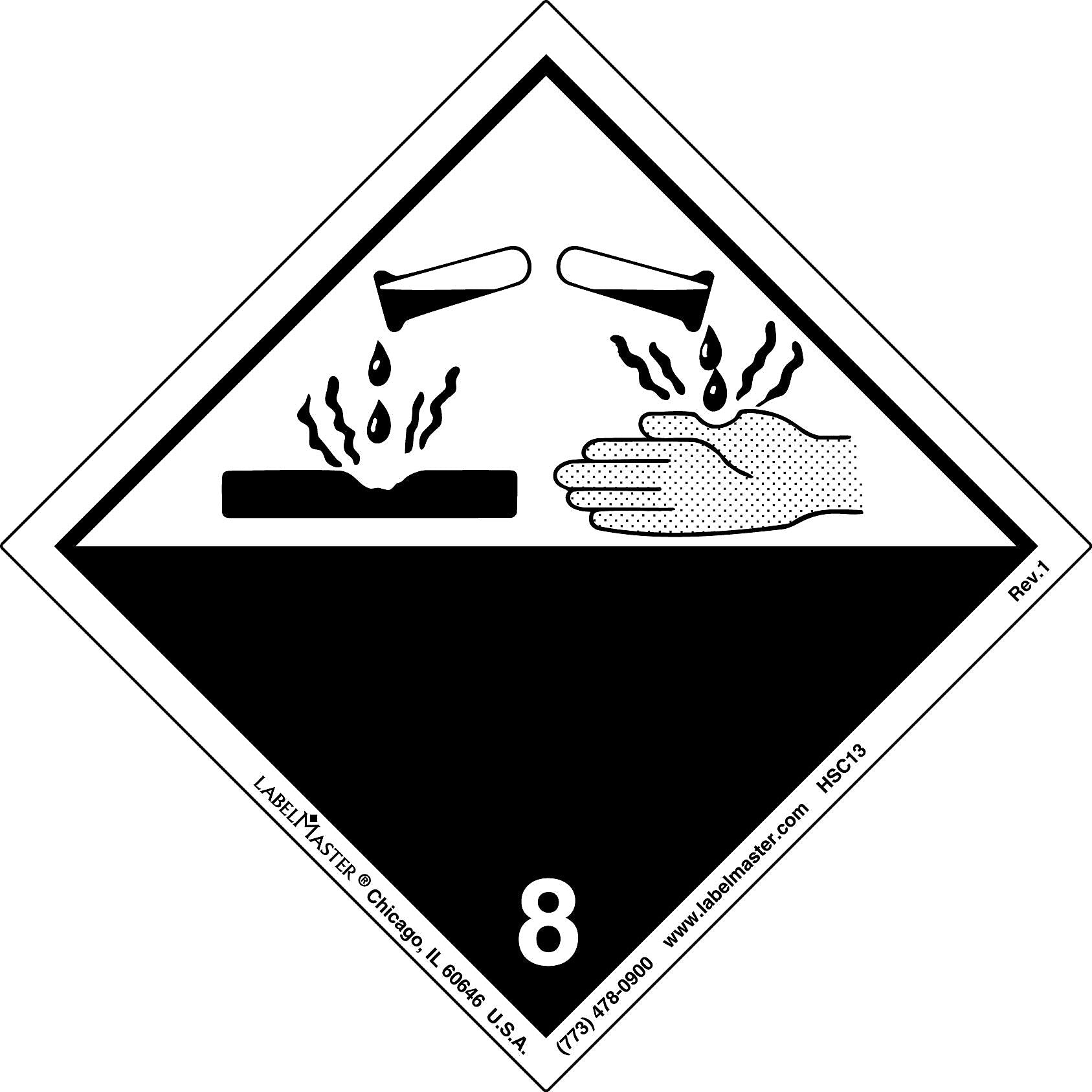Labelmaster® Corrosive Label, International, PVC-Free Film, 100mm x 100mm, 500/Roll (HSC13)