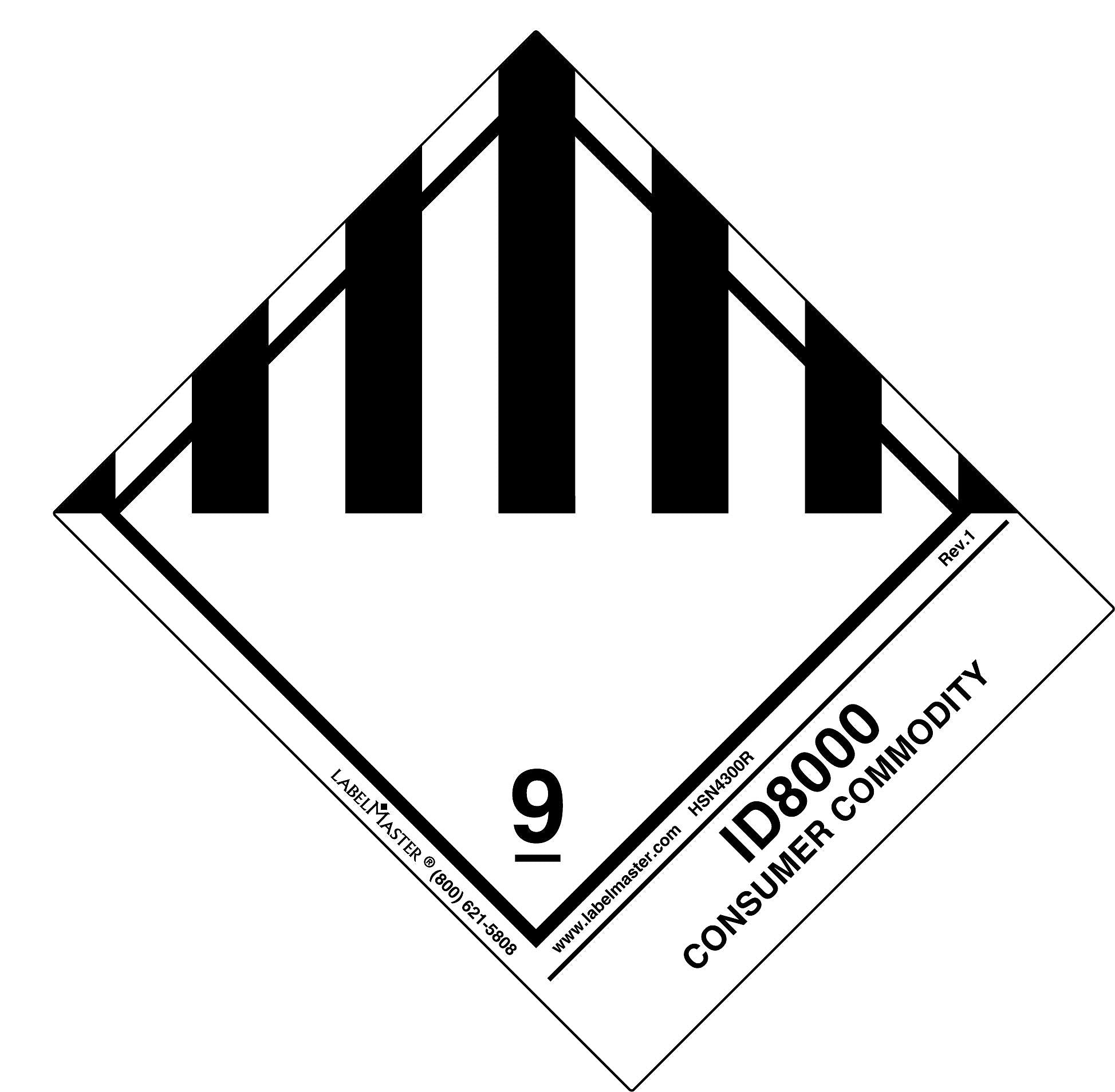 Labelmaster® Miscellaneous Dangerous Goods Label, ID8000 Consumer Commodity, 120mm x 100mm, 500/Roll (HSN4300R)