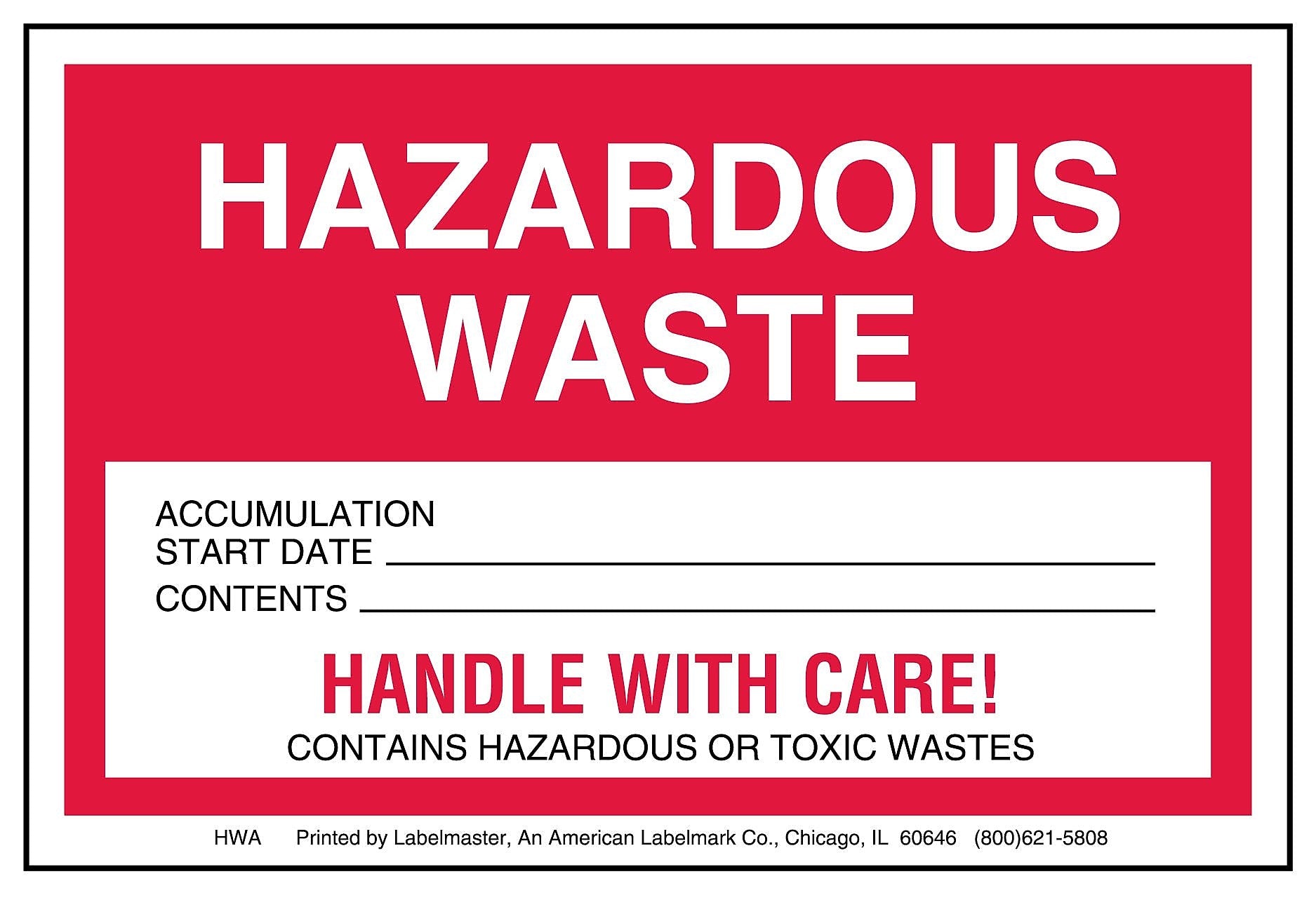 Labelmaster® Hazardous Waste Label, Paper Stock, 4" x 6", 500/Roll (HWA)