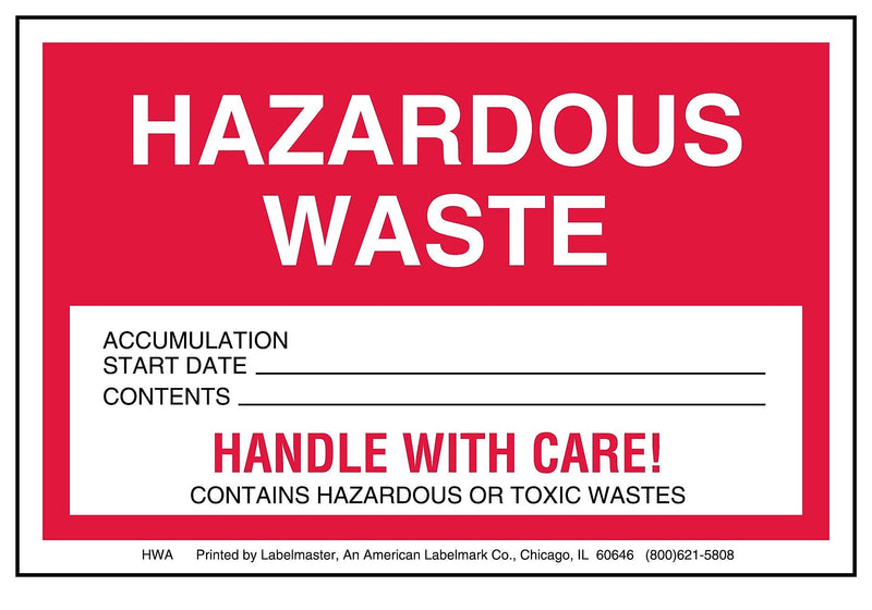 Labelmaster® Hazardous Waste Label, Paper Stock, 4" x 6", 500/Roll (HWA)