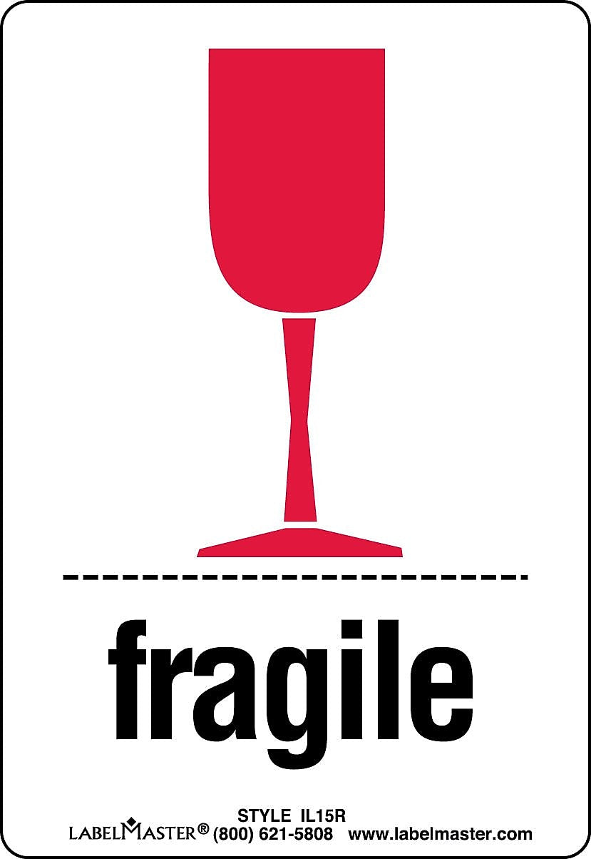 Labelmaster® Fragile Label, Paper, 2 3/4" x 4", 2.75" x 4", 500/Roll (IL15R)