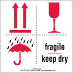 Labelmaster® Fragile Keep Dry Label, Paper, 6" x 6", 500/Roll (IL185)