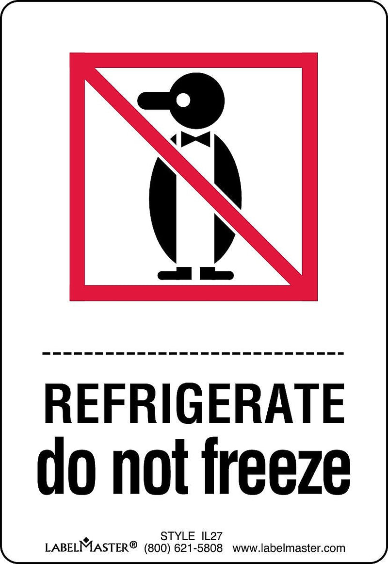 Labelmaster® Refrigerate Do Not Freeze Label, Paper, 2 3/4" x 4", 500/Roll (IL27)