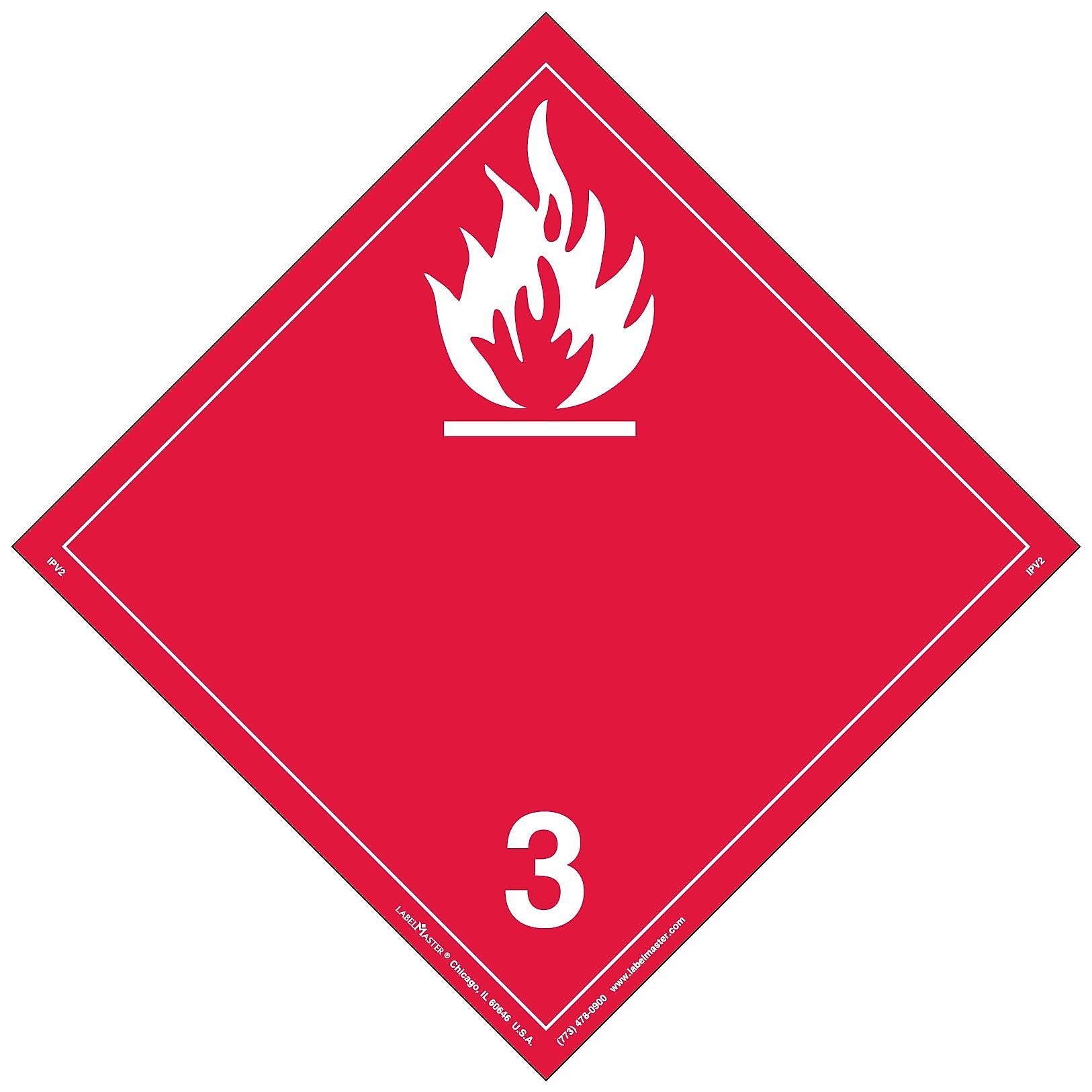 Labelmaster® Flammable Liquid Placard, International Wordless, Permanent Vinyl, 273mm x 273mm, 25/Pack (IPV2)
