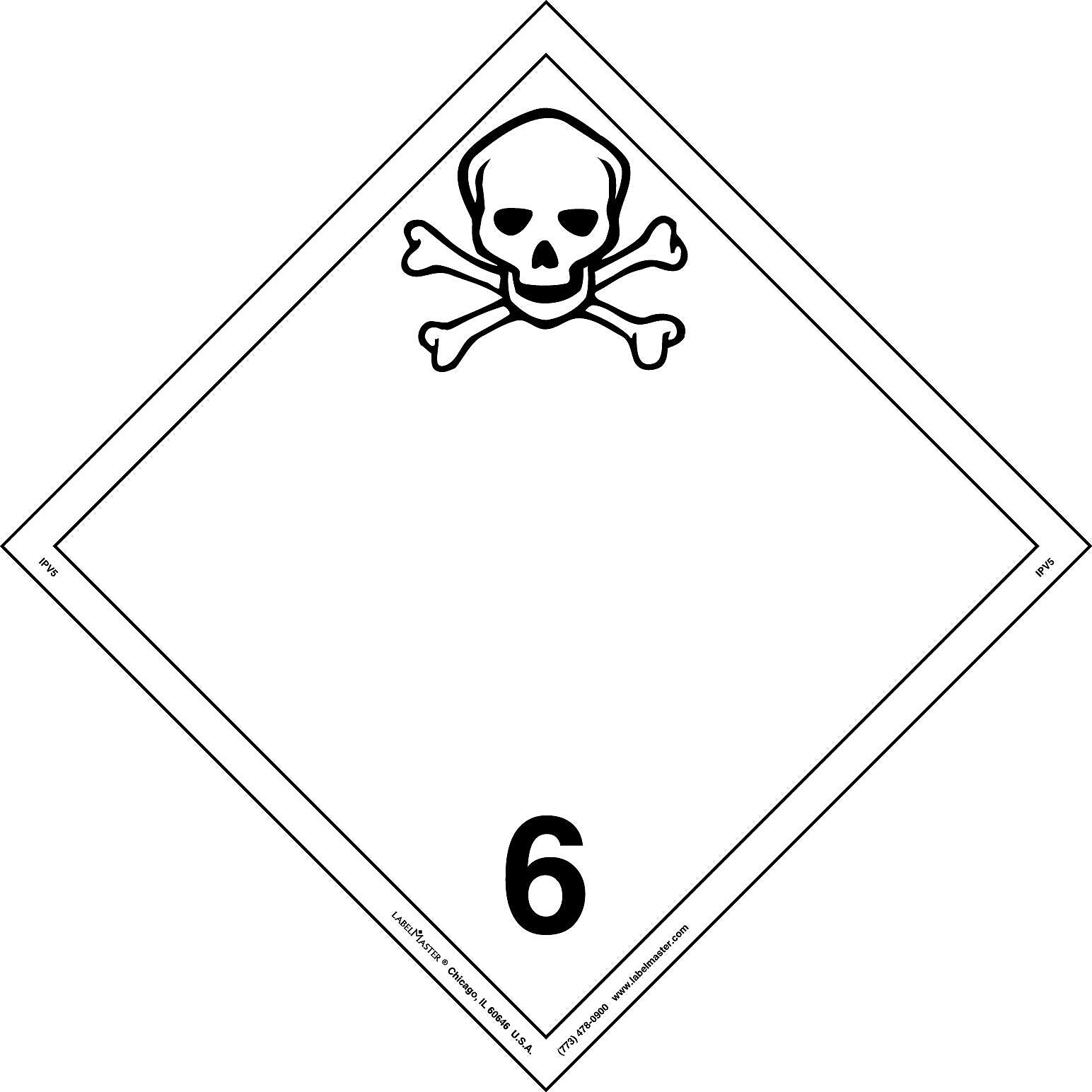 Labelmaster® Toxic Placard, International Wordless, Permanent Vinyl, 273mm x 273mm, 25/Pack (IPV5)
