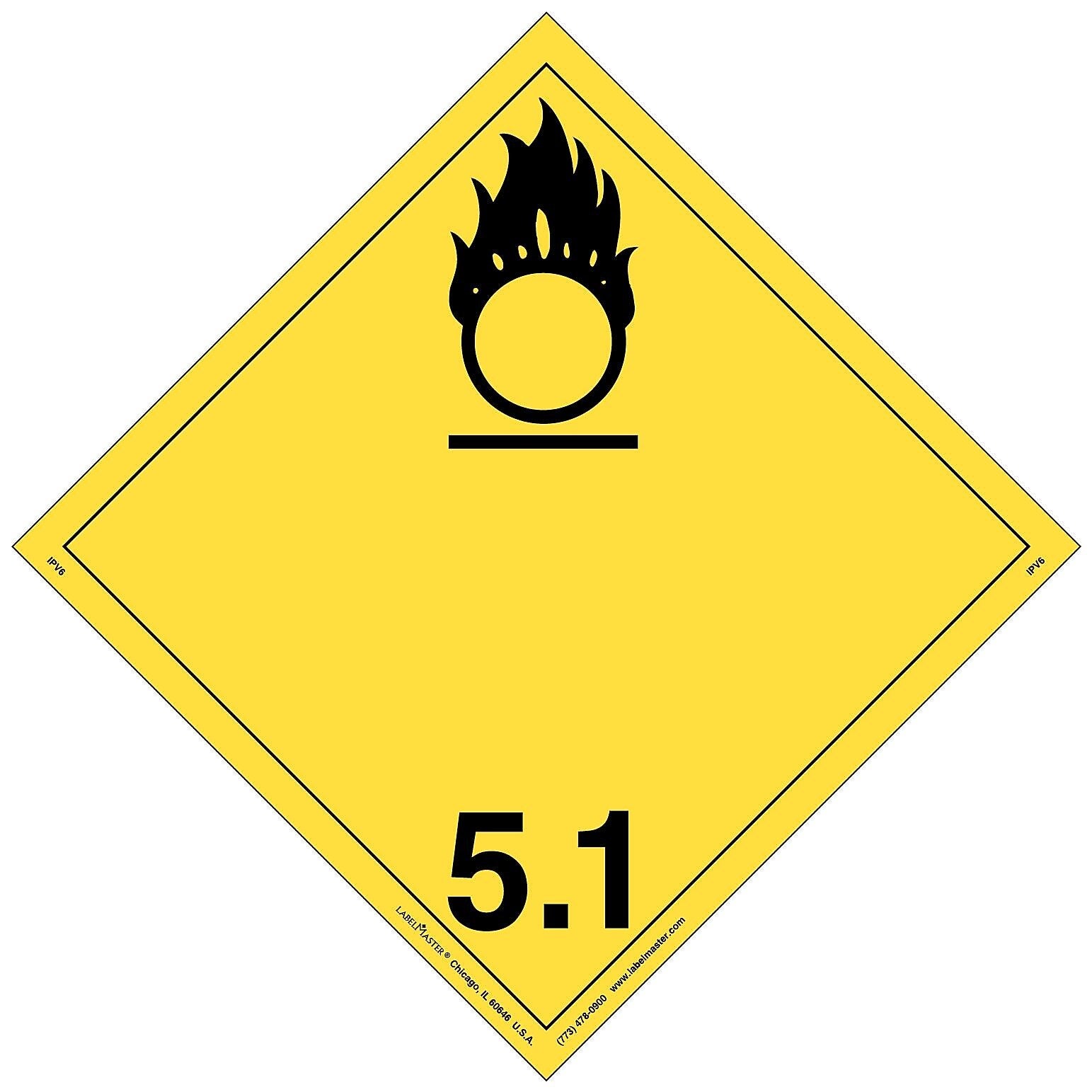 Labelmaster® Oxidizer Placard, International Wordless, Permanent Vinyl, 273mm x 273mm, 25/Pack (IPV6)