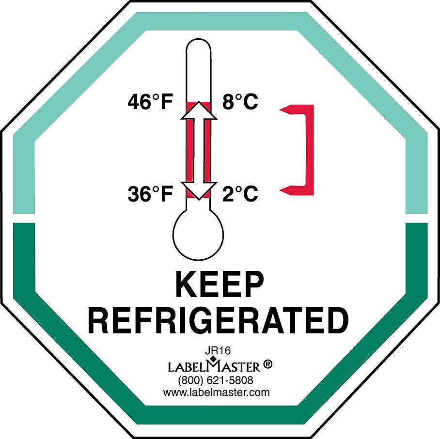 Labelmaster® Keep Refrigerated Label, Paper, 3" x 3", 3" x 3", 500/Roll (JR16)