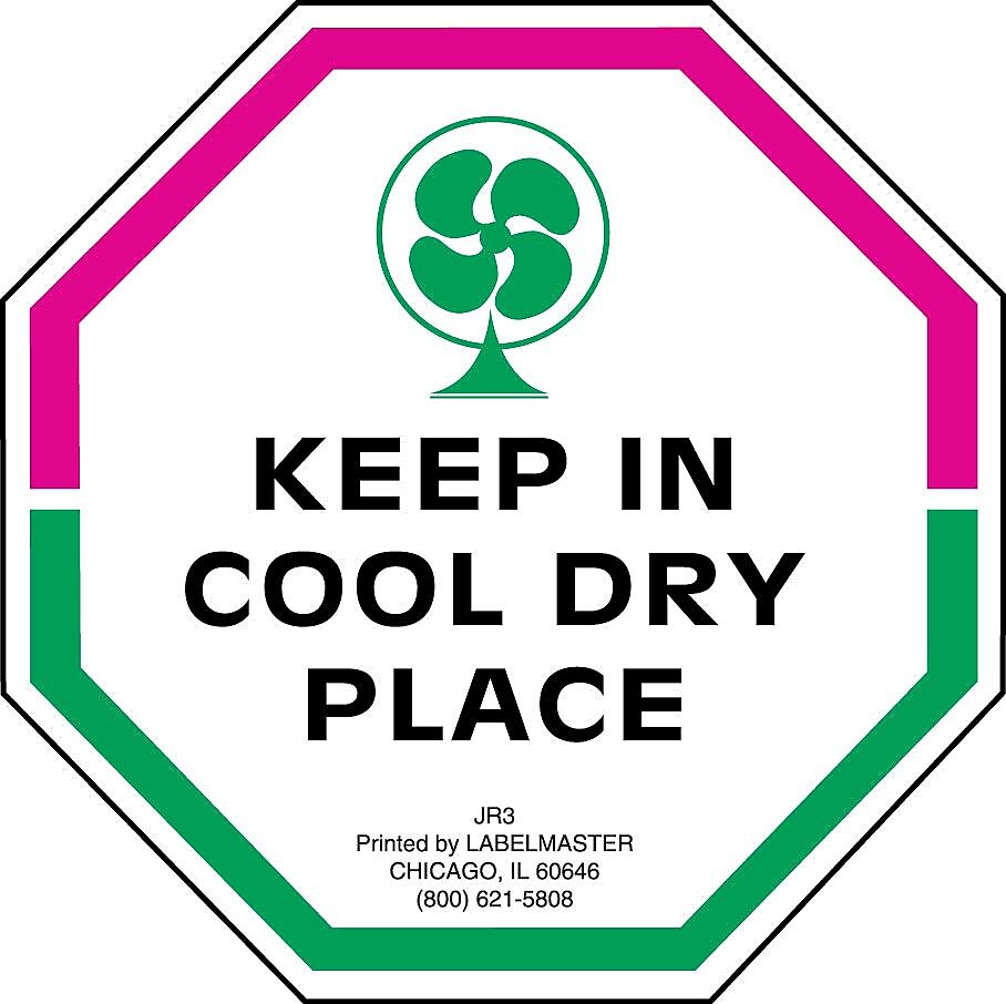 Labelmaster® Keep In Cool Dry Place Label, Paper, 3" x 3", 3" x 3", 500/Roll (JR3)