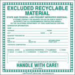 Labelmaster® Excluded Recyclable Material Label, Paper, 100/Pack (JWMCA)