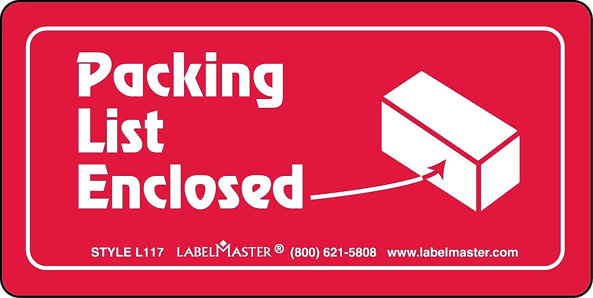 ColorBrite™ Packing List Enclosed Label, Paper, 2" x 4", 2" x 4", 500/Roll (L117)