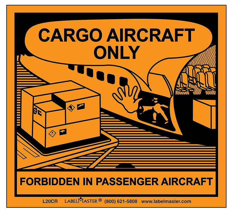 Labelmaster® Cargo Aircraft Only Label, Paper, 110mm x 120mm, 100/Roll (L20CR)
