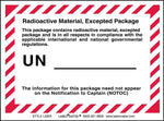 Labelmaster® Radioactive Material Excepted Package Label, 3.25" x 4.375", 500/Roll (L335R)