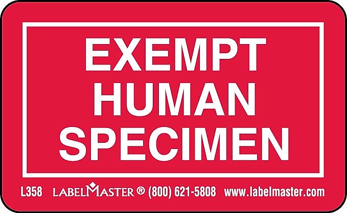 Labelmaster® Exempt Specimen Label, Human, 1.375" x 2.25", 1000/Roll (L358)