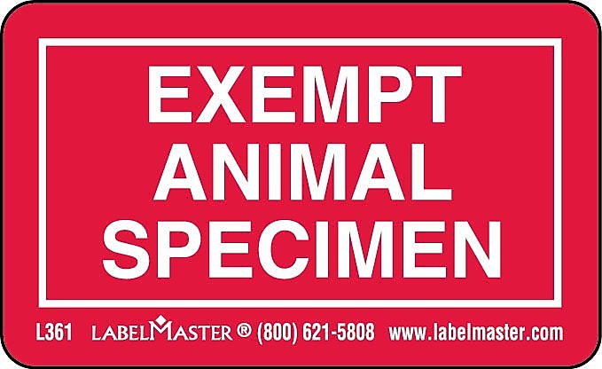 Labelmaster® Exempt Specimen Label, Animal, 1.375" x 2.25", 1000/Roll (L361)