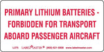 Labelmaster® DOT Lithium Battery Marking, Paper, 4" x 2", 2" x 4", 500/Roll (L375)