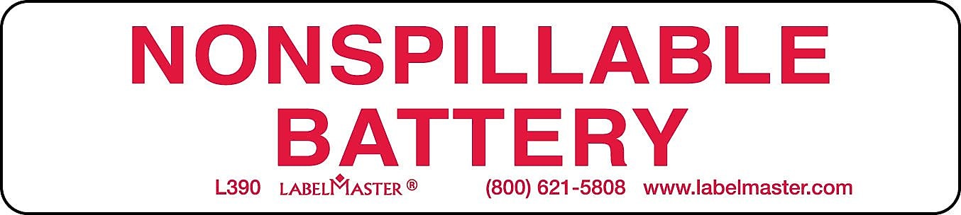 Labelmaster® Nonspillable Battery Label, 1" x 4.5", 500/Roll (L390)