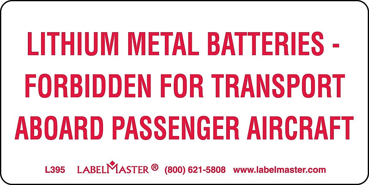 Labelmaster® DOT Lithium Battery Marking, Paper, 4" x 2", 2" x 4", 500/Roll (L395)