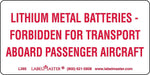 Labelmaster® DOT Lithium Battery Marking, Paper, 4" x 2", 2" x 4", 500/Roll (L395)