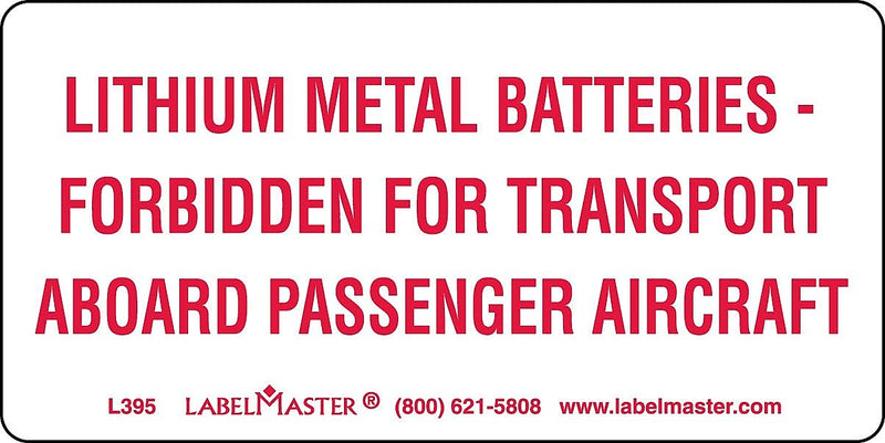 Labelmaster® DOT Lithium Battery Marking, Paper, 4" x 2", 2" x 4", 500/Roll (L395)