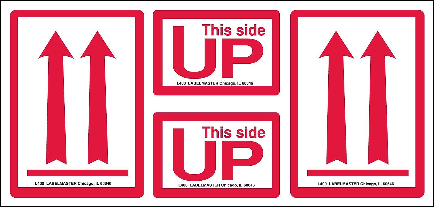 Labelmaster® Arrows Up/This End Up Label, 9" x 4", 4" x 9", 500/Pack (L400)