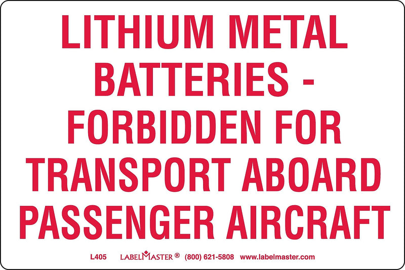 Labelmaster® DOT Lithium Battery Marking, Paper, 6" x 4", 4" x 6", 500/Roll (L405)