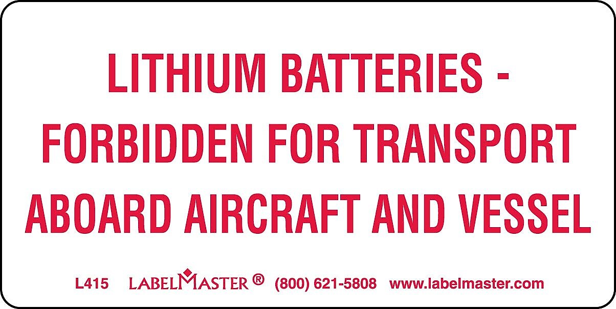 Labelmaster® DOT Lithium Battery Marking, Paper, 4" x 2", 2" x 4", 500/Roll (L415)