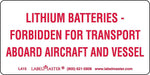 Labelmaster® DOT Lithium Battery Marking, Paper, 4" x 2", 2" x 4", 500/Roll (L415)
