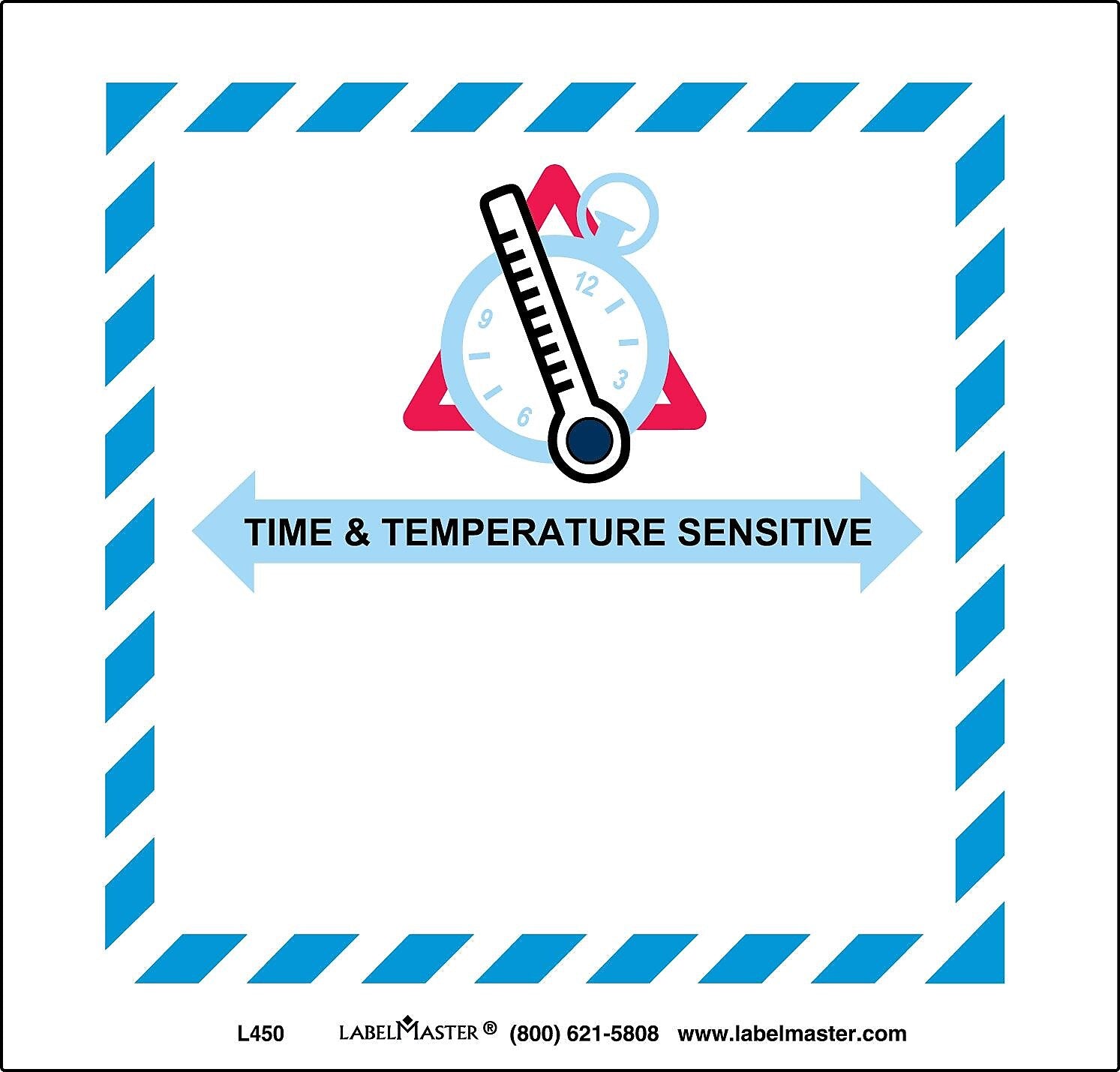 Labelmaster® Time & Temperature Label, 126mm x 121mm, 500/Roll (L450)