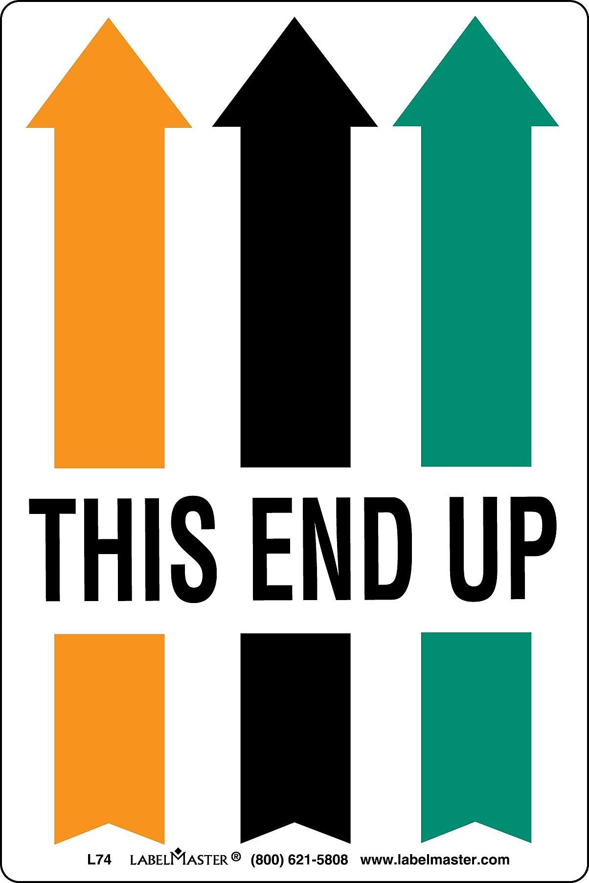 Labelmaster® This End Up Label, Paper, 4" x 6", 6" x 4", 500/Roll (L74)