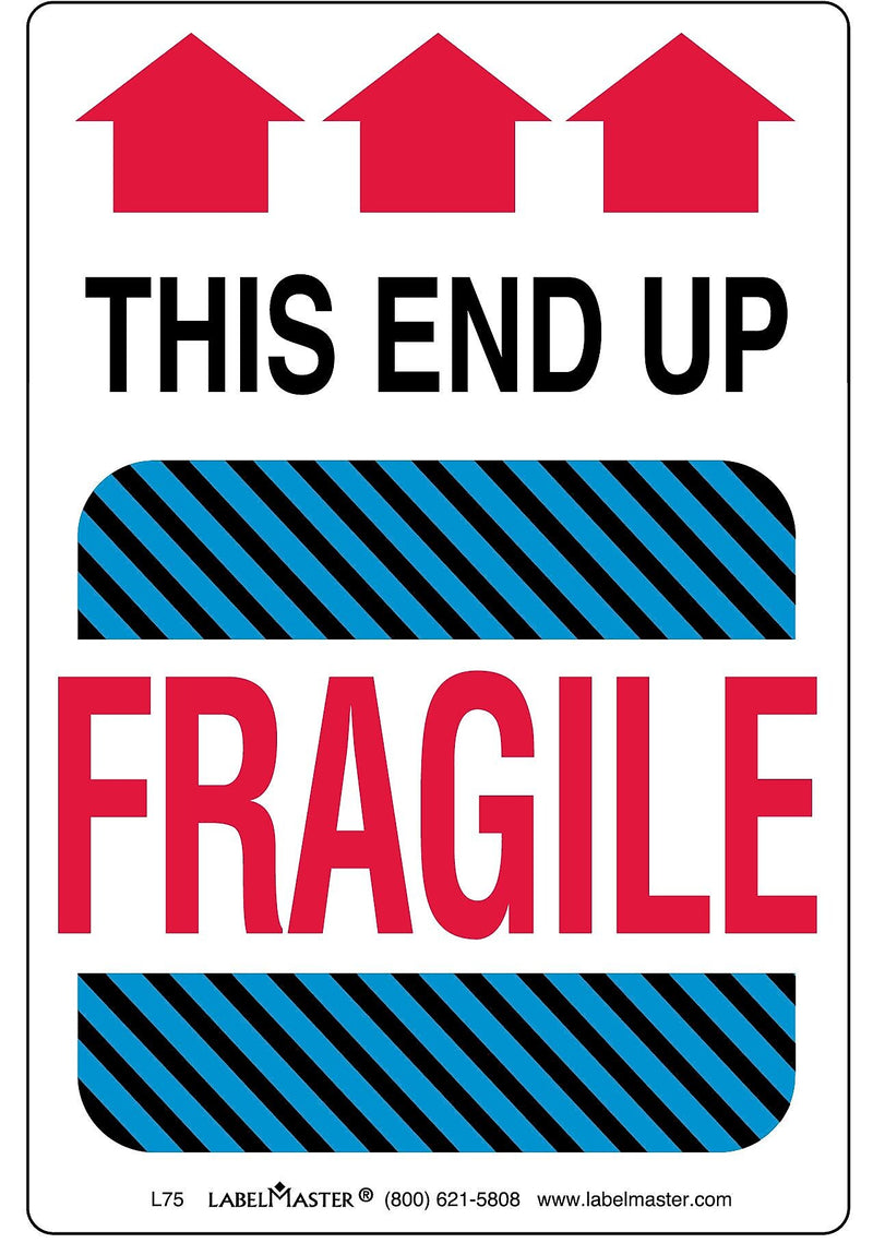 Labelmaster® This End Up, Fragile Label, 6" x 4", 500/Roll (L75)