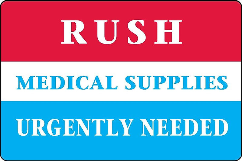 Labelmaster® Rush Medical Supplies Label, 2.75" x 4", 500/Roll (L79)