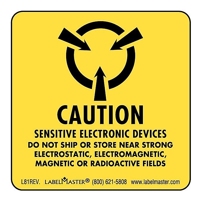 Labelmaster® Caution Sensitive Electronic Devices Label, Paper, 2" x 2", 500/Roll (L81REV)
