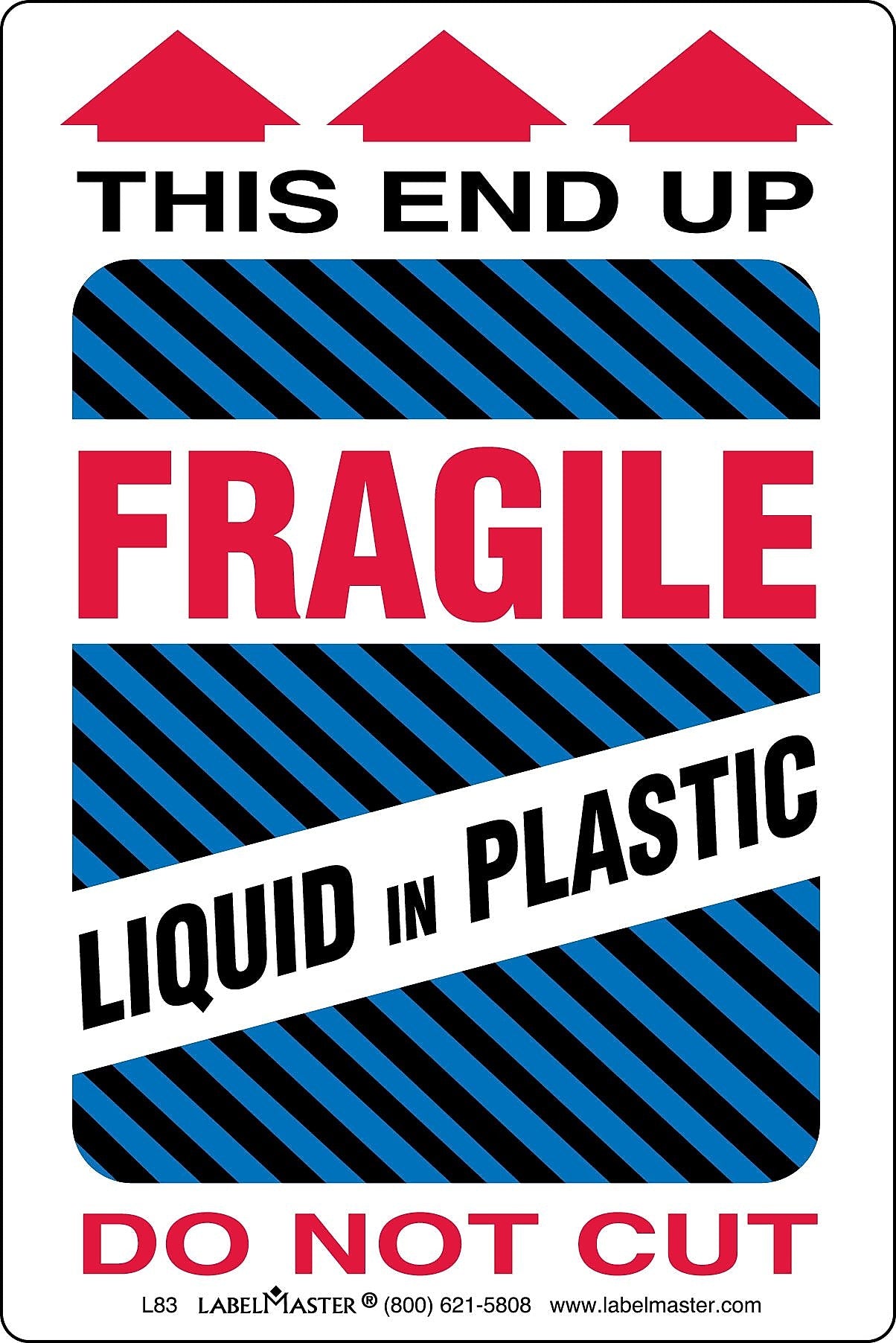 Labelmaster® Fragile Liquid in Plastic Label, 4" x 6", 500/Roll (L83)