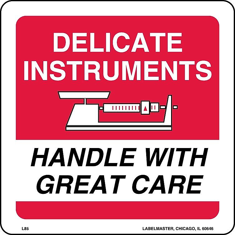 Labelmaster® Delicate Instruments Handle with Care Label, Paper, 6" x 6", 500/Roll (L85)
