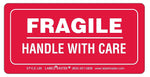 ColorBrite™ Fragile Handle With Care Label, 4" x 2", 500/Roll (L89)