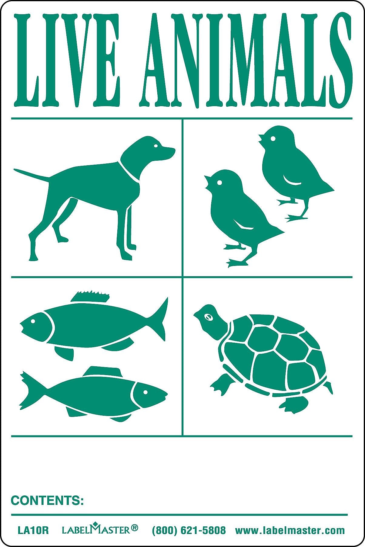 Labelmaster® Live Animals Label, 4" x 6", 500/Roll (LA10R)