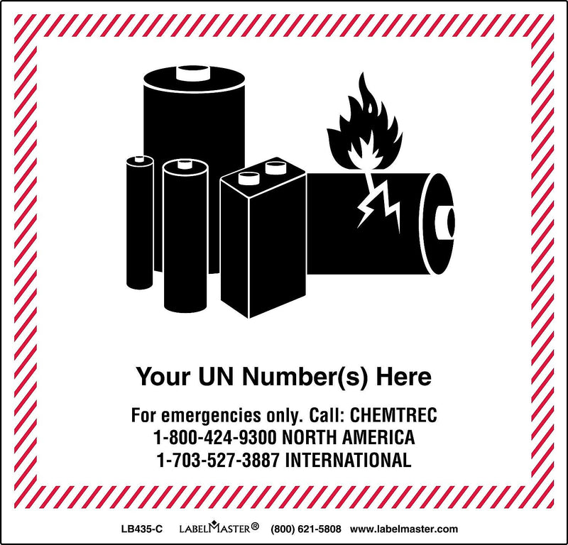 Labelmaster® Chemtrec Lithium Battery Handling Marking, 126mm x 121mm, Paper, 110mm x 120mm, 500/Roll (LB435-C)