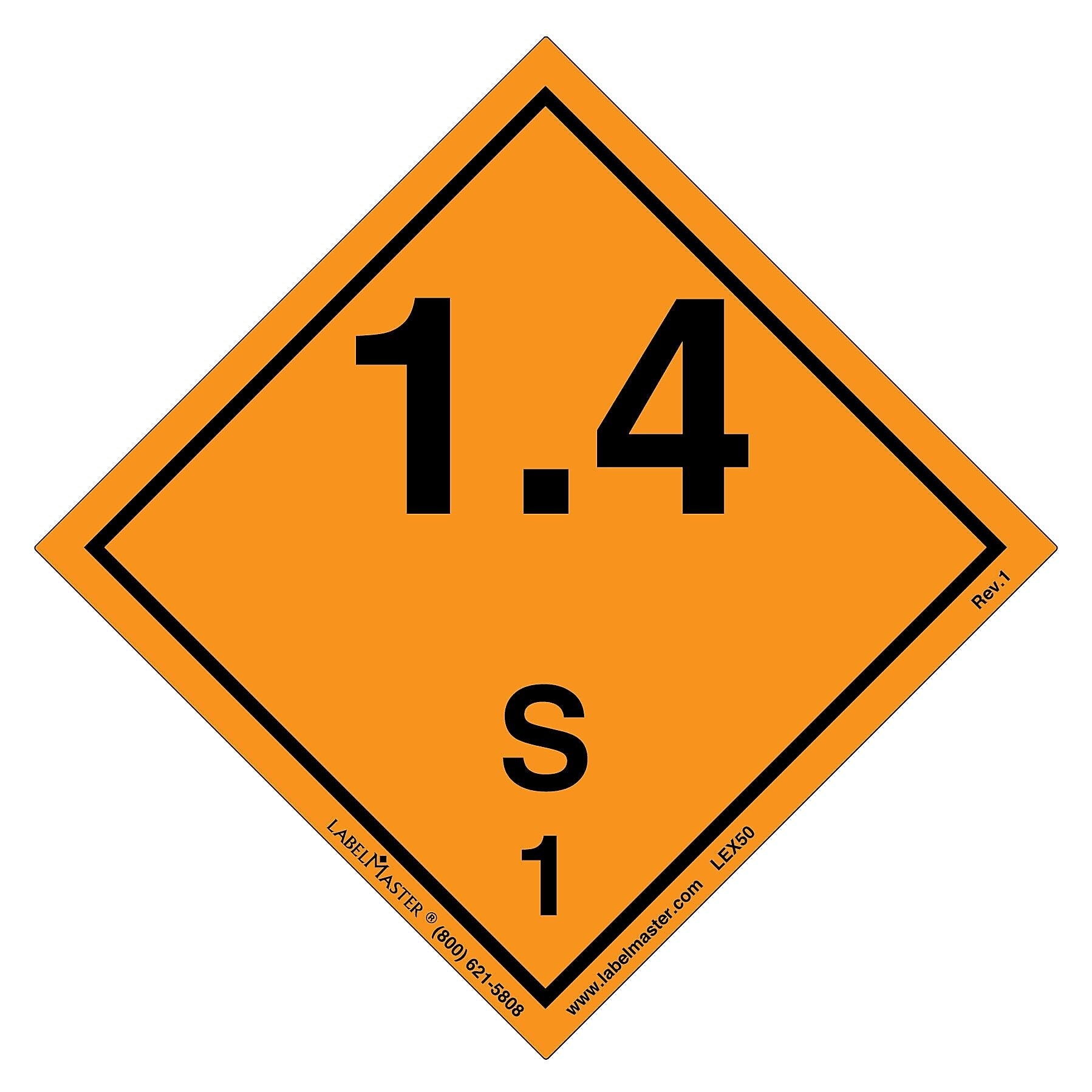 Labelmaster® Explosive 1.4 S International Label, Paper, 100mm x 100mm, 500/Roll (LEX50)