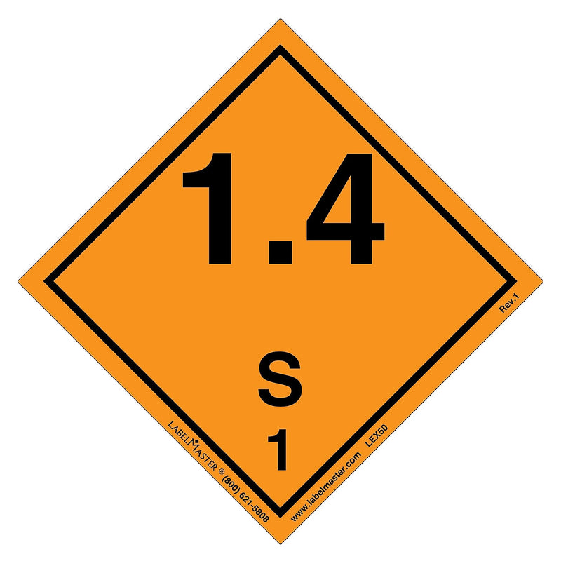 Labelmaster® Explosive 1.4 S International Label, Paper, 100mm x 100mm, 500/Roll (LEX50)