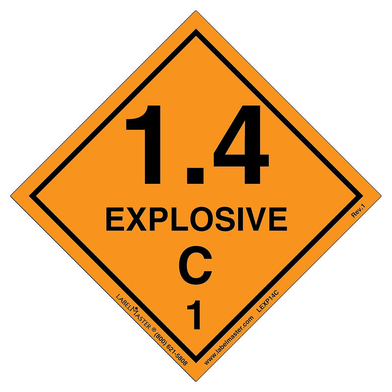 Labelmaster® Explosive 1.4 C Label, Paper, 100mm x 100mm, 500/Roll (LEXP14C)