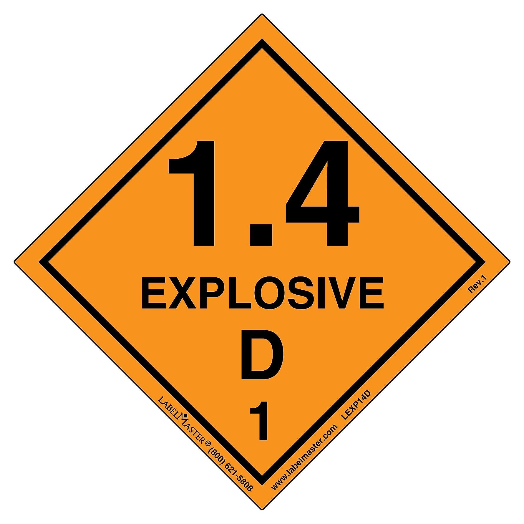 Labelmaster® Explosive 1.4 D Label, Paper, 100mm x 100mm, 500/Roll (LEXP14D)