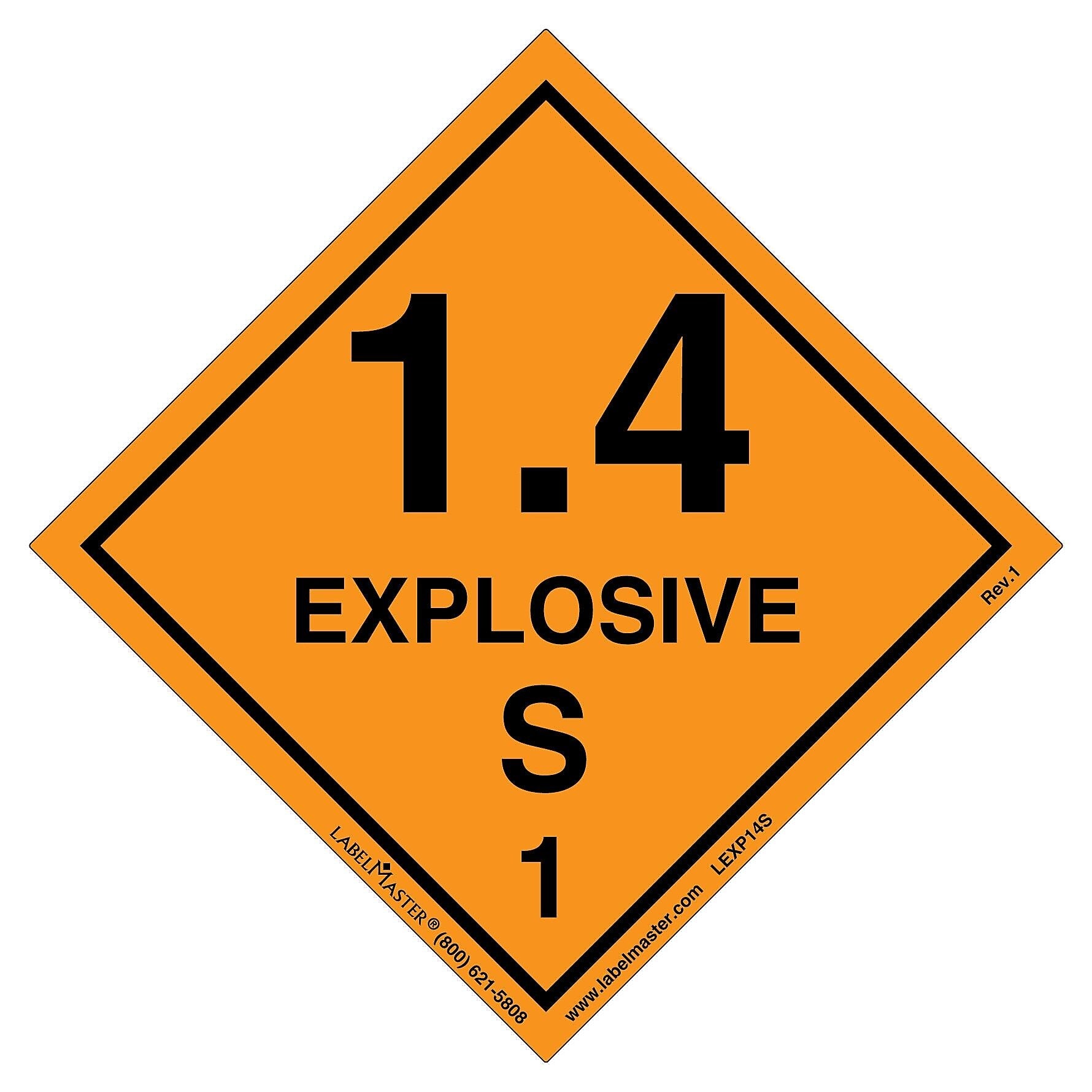 Labelmaster® Explosive 1.4 S Label, Paper, 100mm x 100mm, 500/Roll (LEXP14S)