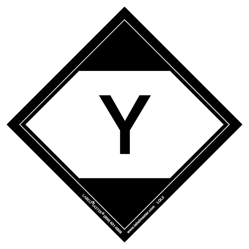 Labelmaster® Limited Quantity Label, "Y", 100mm x 100mm, Paper, 100mm x 100mm, 500/Roll (LQL5)