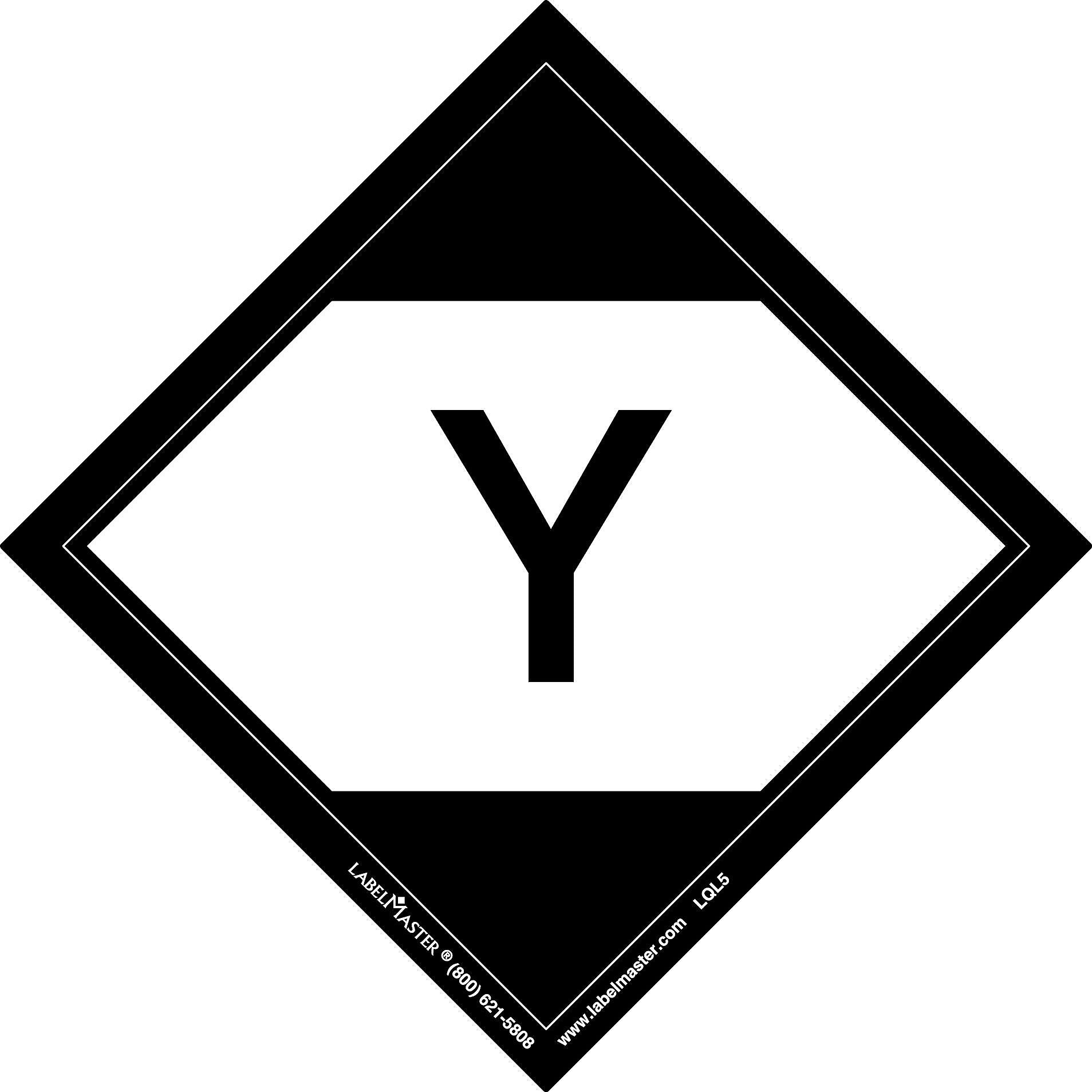 Labelmaster® Limited Quantity Label, "Y", 100mm x 100mm, Paper, 100mm x 100mm, 50/Pack (LQL5S)