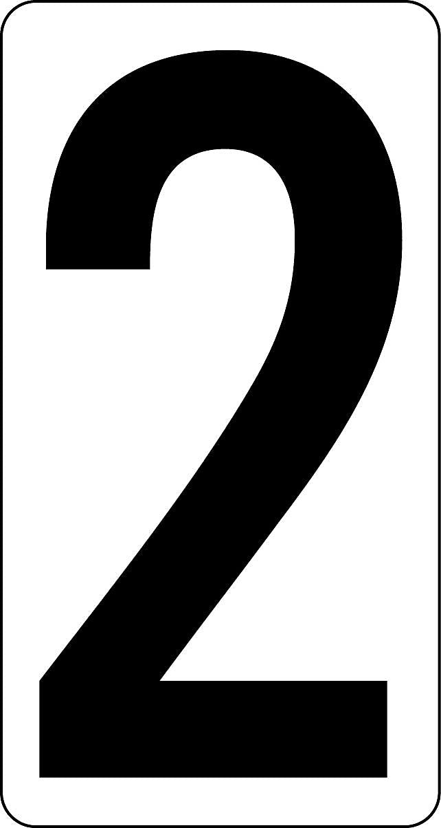 Labelmaster 3 1/2" Number 2, Clear Vinyl, 2.375" x 4.125", 50/Pack (NUMBER2R)